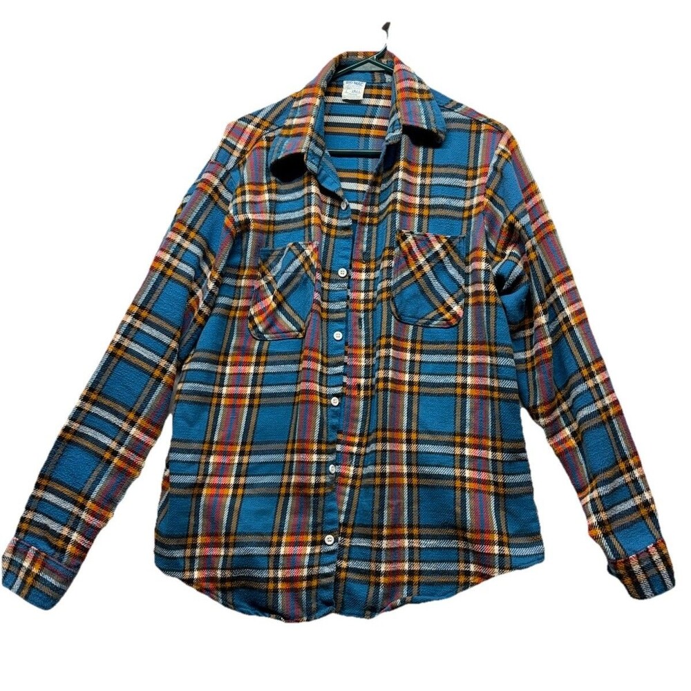 Vintage Big Mac Flannel Shirt Men LT L Tall Blue Plaid Workwear Button Up Pocket